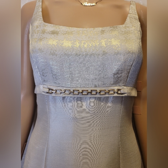 TAHARI by Arthur S. Levine Cream/Light Gold Square Neckline Formal Mini Dress - Picture 2 of 10